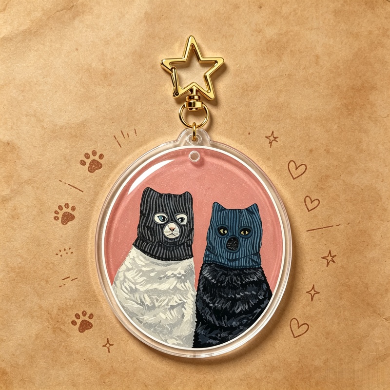 Vintage Fashion Collection - Serial Cuddlers Cat Acrylic Keychain Cute