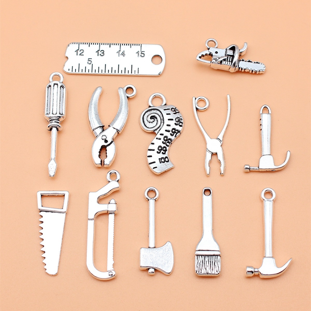 Vintage Fashion Collection - 12pcs Antique Silver Color Tools Brush